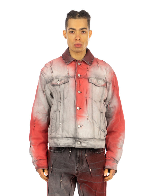 KUSIKOHC | Padded Multi Rivet Jacket Grey Printed Red - Concrete