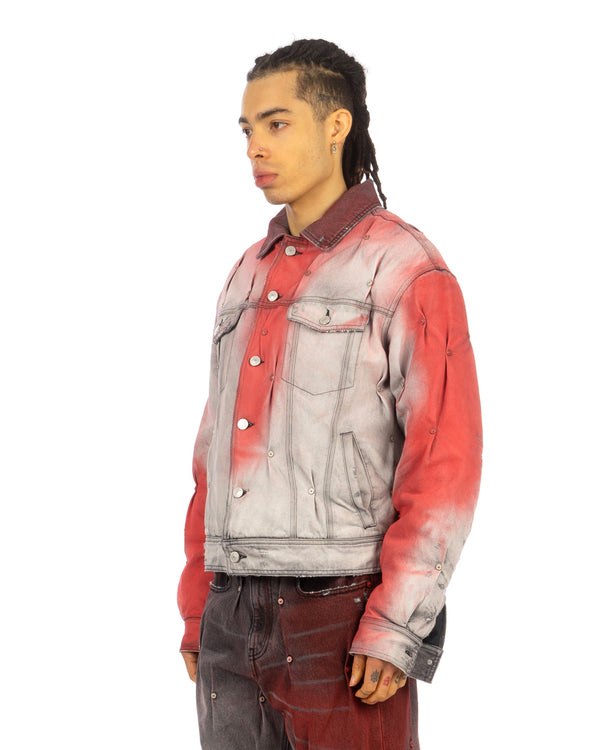 KUSIKOHC | Padded Multi Rivet Jacket Grey Printed Red - Concrete