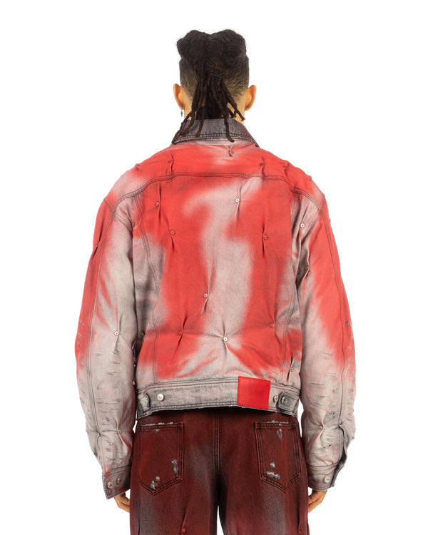 KUSIKOHC | Padded Multi Rivet Jacket Grey Printed Red - Concrete