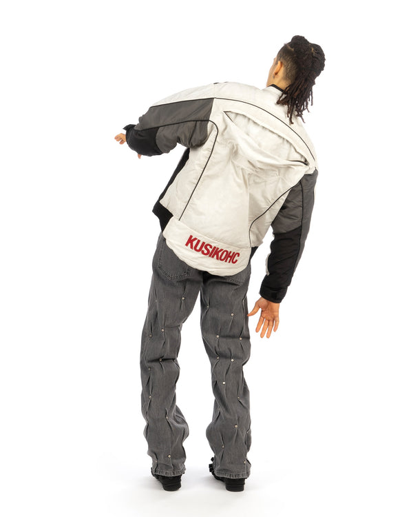 KUSIKOHC | Rider Padded Jacket White / Grey - Concrete