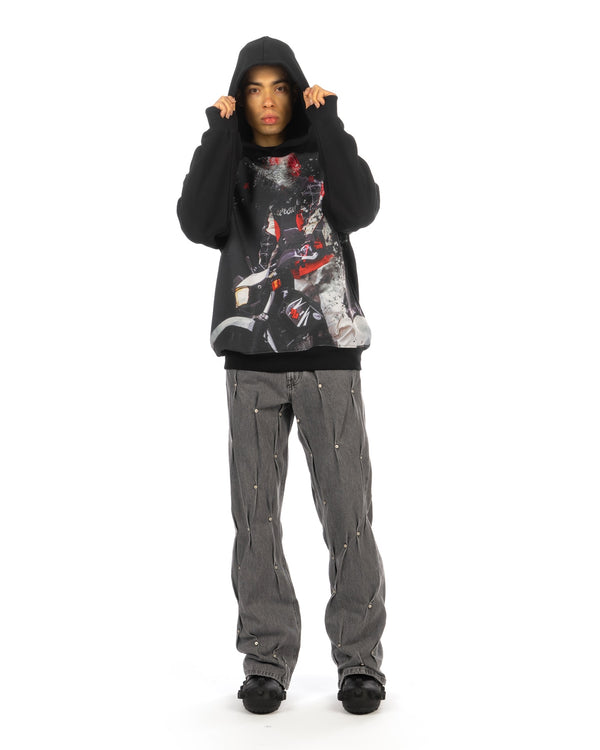 KUSIKOHC | Printed Hoodie Black - Concrete