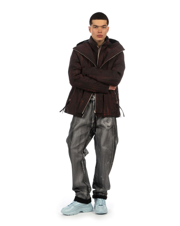 KANGHYUK | Airbag Waxed Goosedown Parka Black/ Red Wax - Concrete