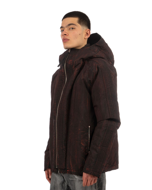 KANGHYUK | Airbag Waxed Goosedown Parka Black/ Red Wax - Concrete