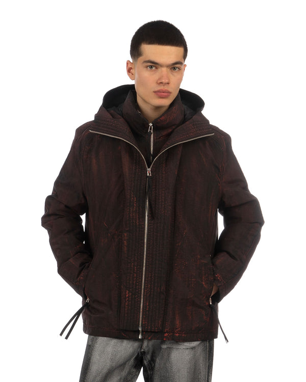 KANGHYUK | Airbag Waxed Goosedown Parka Black/ Red Wax - Concrete