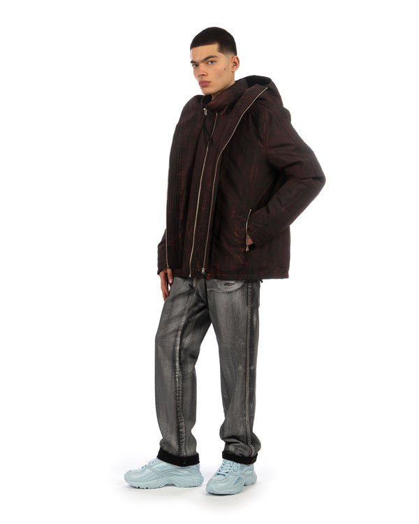 KANGHYUK | Airbag Waxed Goosedown Parka Black/ Red Wax - Concrete