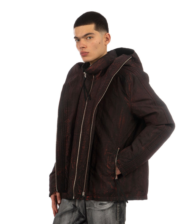 KANGHYUK | Airbag Waxed Goosedown Parka Black/ Red Wax - Concrete