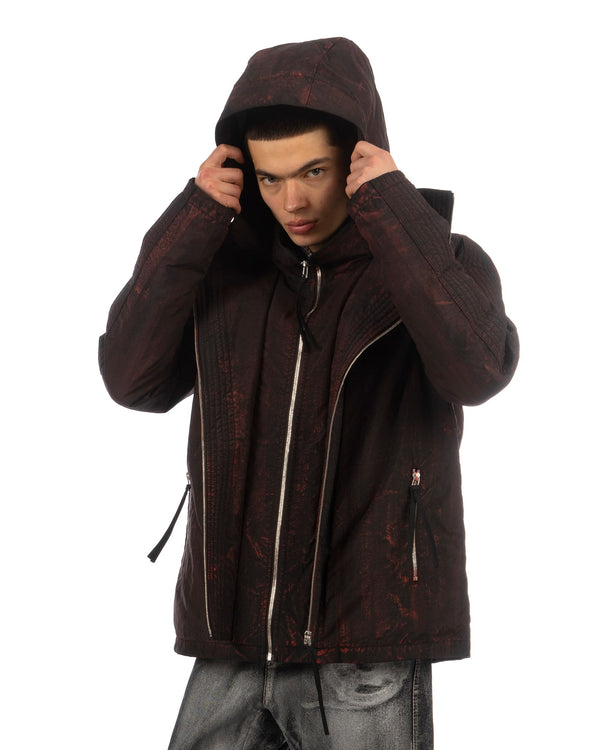 KANGHYUK | Airbag Waxed Goosedown Parka Black/ Red Wax - Concrete