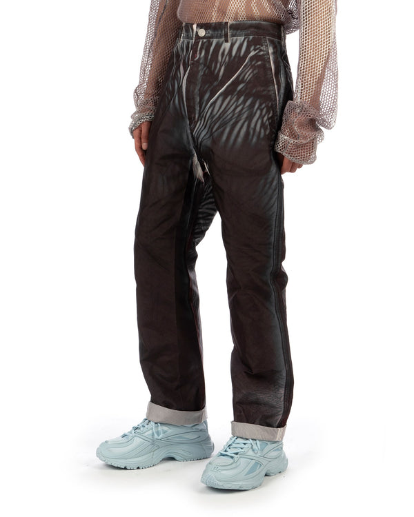 KANGHYUK | WGS Drop Crotched Airbag Trousers White / Black Print - Concrete