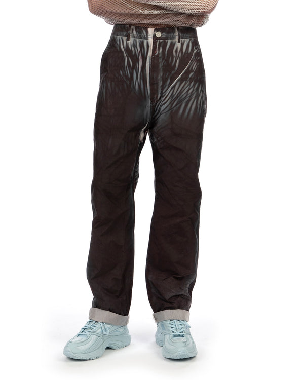 KANGHYUK | WGS Drop Crotched Airbag Trousers White / Black Print - Concrete