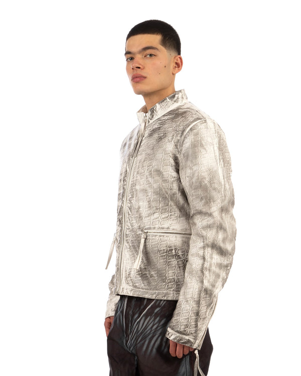 KANGHYUK | Tire Embossed Rider Jacket Off White / Vintage Effect - Concrete