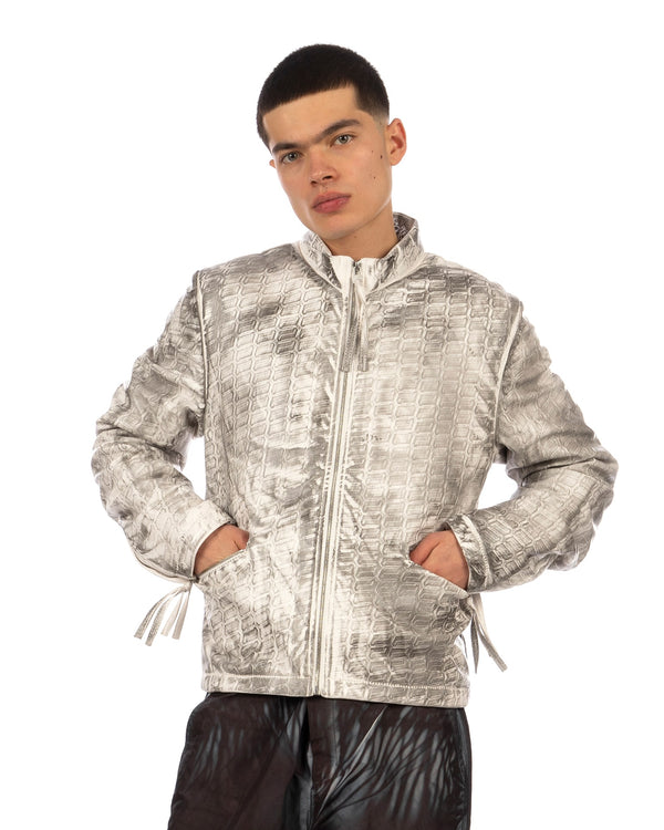 KANGHYUK | Tire Embossed Rider Jacket Off White / Vintage Effect - Concrete