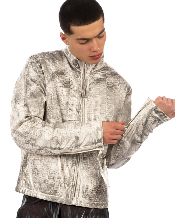 KANGHYUK | Tire Embossed Rider Jacket Off White / Vintage Effect - Concrete