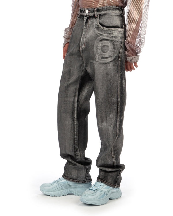KANGHYUK | 5-Pocket Trousers Black / Silver Wax - Concrete