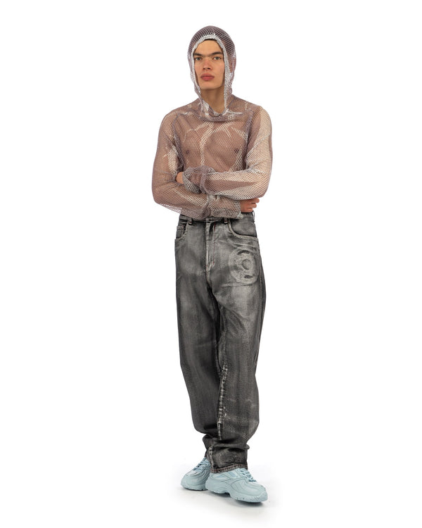 KANGHYUK | 5-Pocket Trousers Black / Silver Wax - Concrete