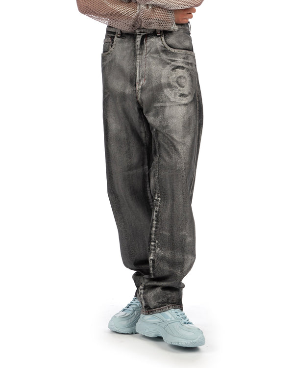 KANGHYUK | 5-Pocket Trousers Black / Silver Wax - Concrete