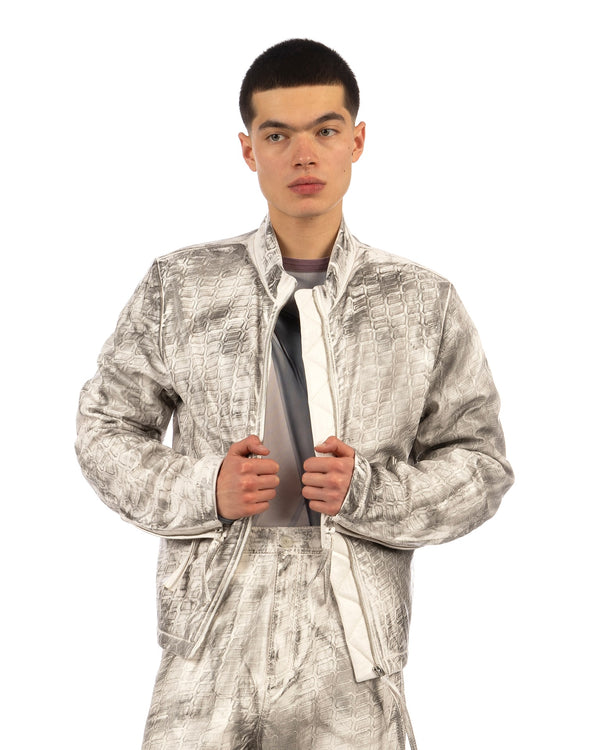 KANGHYUK | Tire Embossed Rider Jacket Off White / Vintage Effect - Concrete