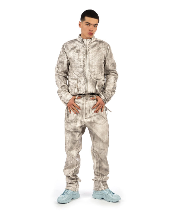KANGHYUK | Tire Embossed Rider Jacket Off White / Vintage Effect - Concrete
