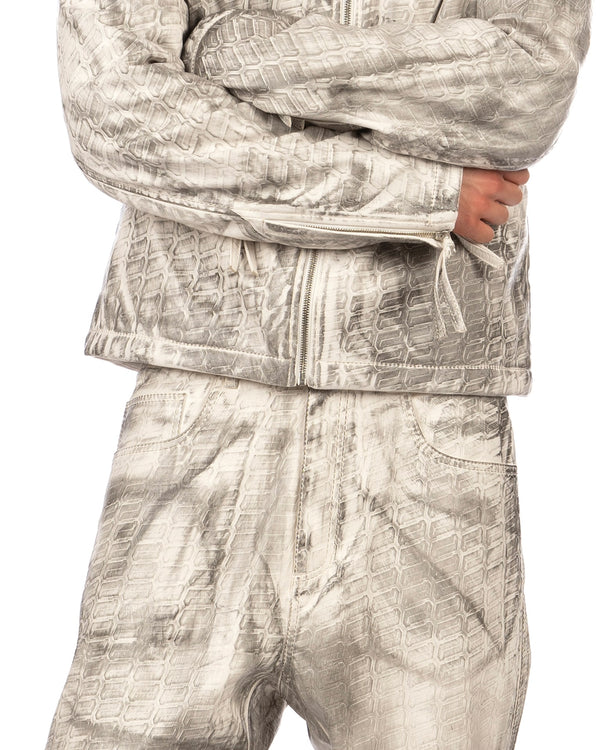 KANGHYUK | Tire Embossed Rider Jacket Off White / Vintage Effect - Concrete
