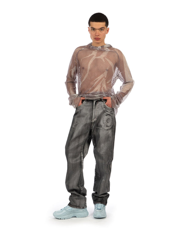 KANGHYUK | 5-Pocket Trousers Black / Silver Wax - Concrete