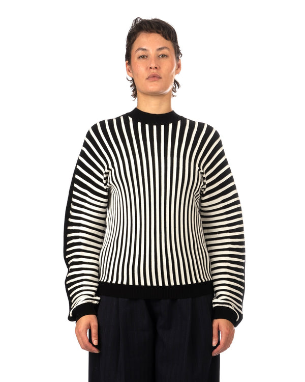 Henrik Vibskov | Ribs Knit Roundneck Black / White - Concrete