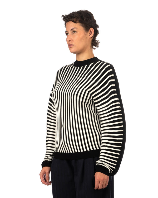 Henrik Vibskov | Ribs Knit Roundneck Black / White - Concrete