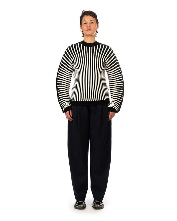 Henrik Vibskov | Ribs Knit Roundneck Black / White - Concrete