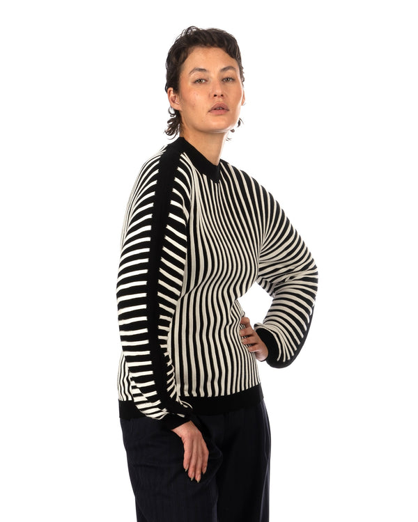 Henrik Vibskov | Ribs Knit Roundneck Black / White - Concrete