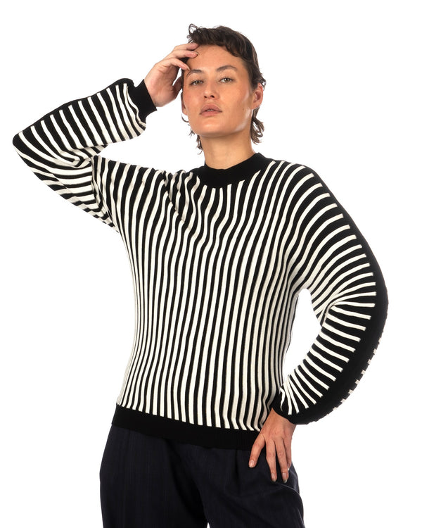 Henrik Vibskov | Ribs Knit Roundneck Black / White - Concrete
