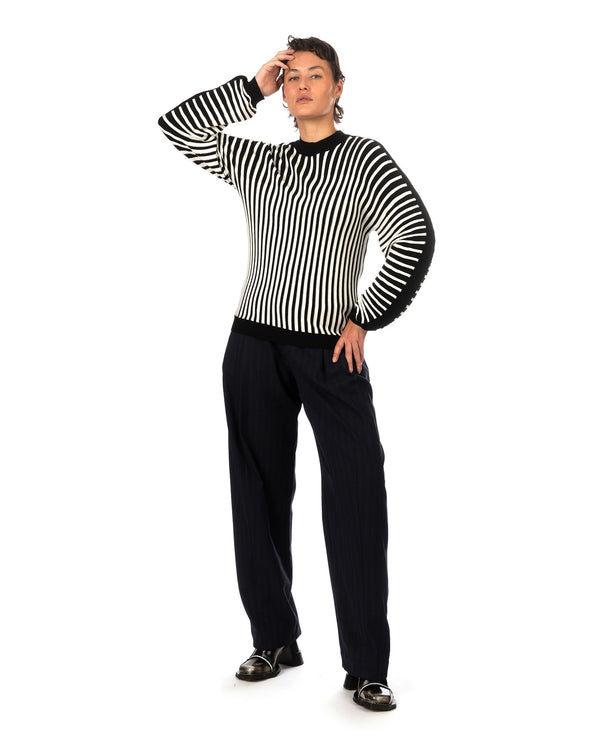 Henrik Vibskov | Ribs Knit Roundneck Black / White - Concrete