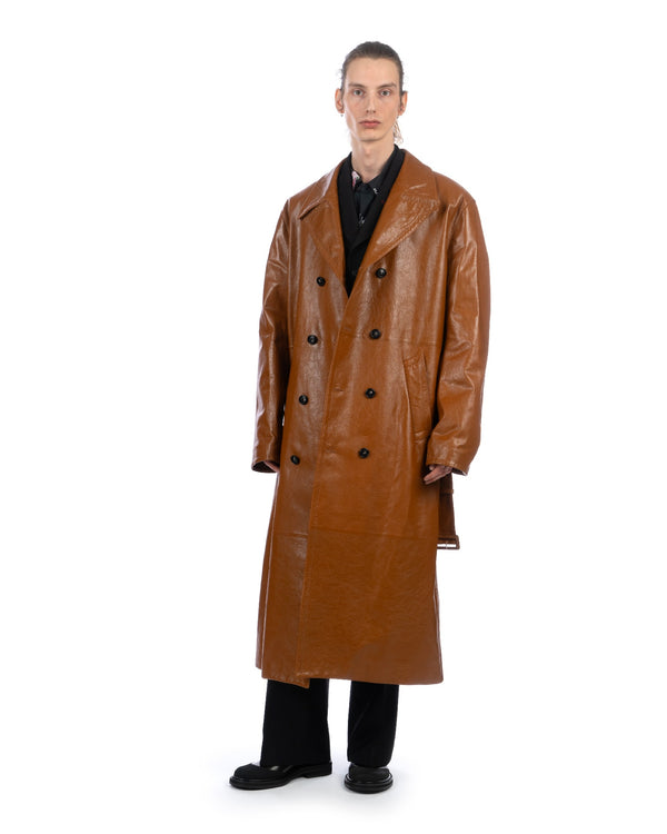 Marni | Shiny Leather Dustercoat Cognac - Concrete