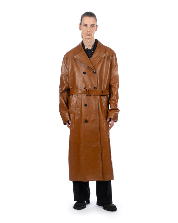 Marni | Shiny Leather Dustercoat Cognac - Concrete
