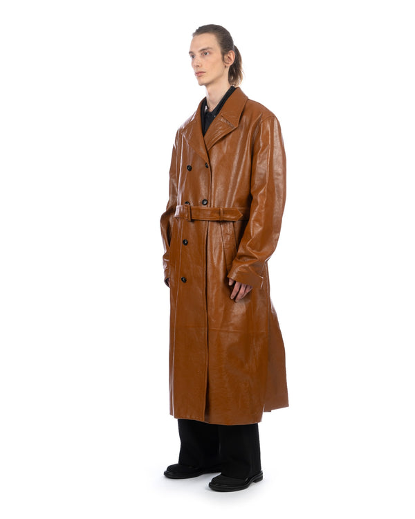 Marni | Shiny Leather Dustercoat Cognac - Concrete