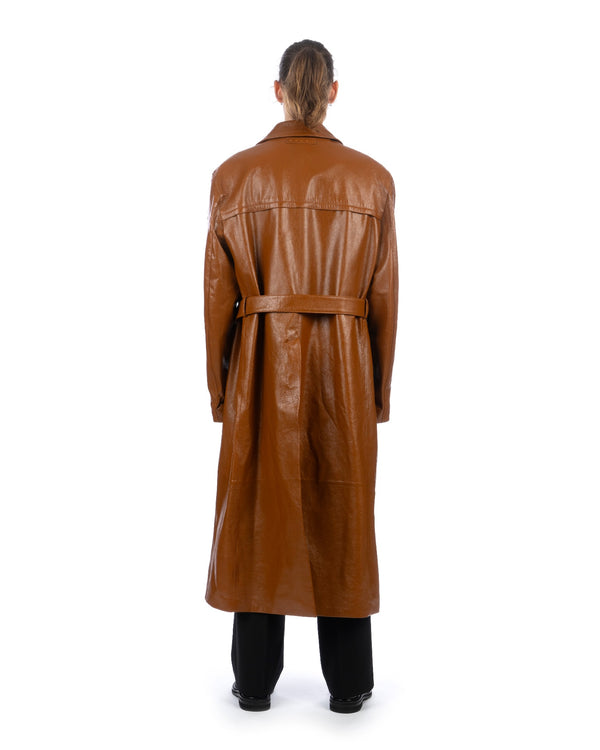 Marni | Shiny Leather Dustercoat Cognac - Concrete
