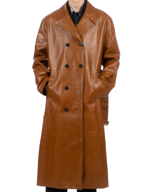 Marni | Shiny Leather Dustercoat Cognac - Concrete