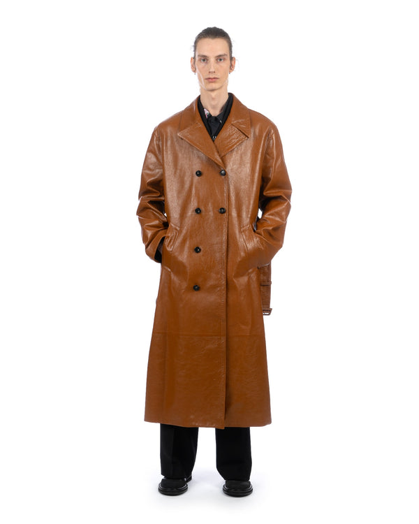 Marni | Shiny Leather Dustercoat Cognac - Concrete