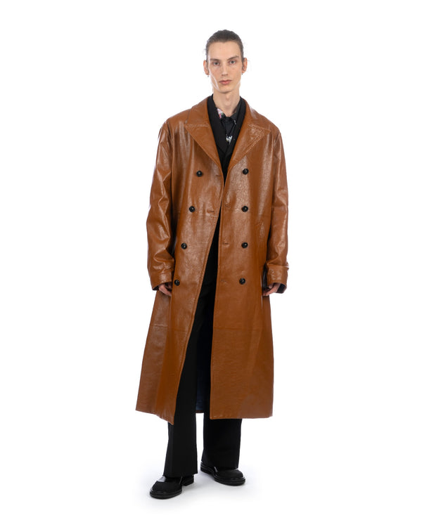 Marni | Shiny Leather Dustercoat Cognac - Concrete