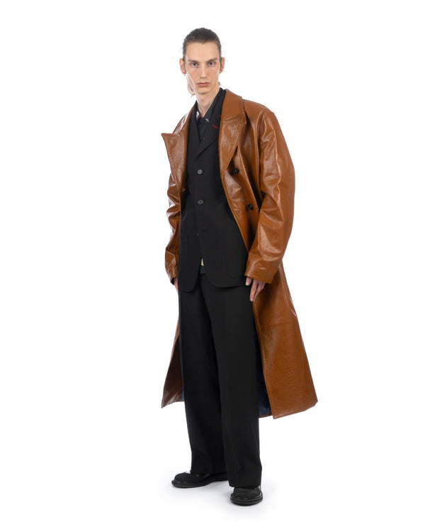Marni | Shiny Leather Dustercoat Cognac - Concrete