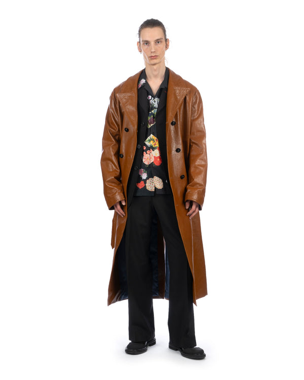 Marni | Shiny Leather Dustercoat Cognac - Concrete