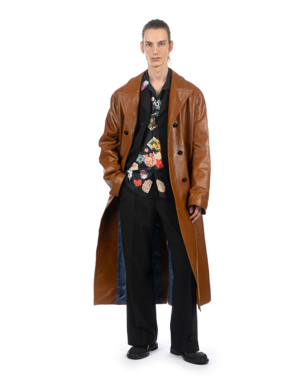 Marni | Shiny Leather Dustercoat Cognac - Concrete