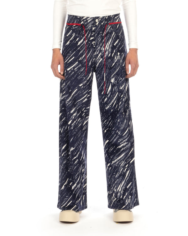 Marni | Crayon Flocked Denim Flared Jeans Midnight - Concrete
