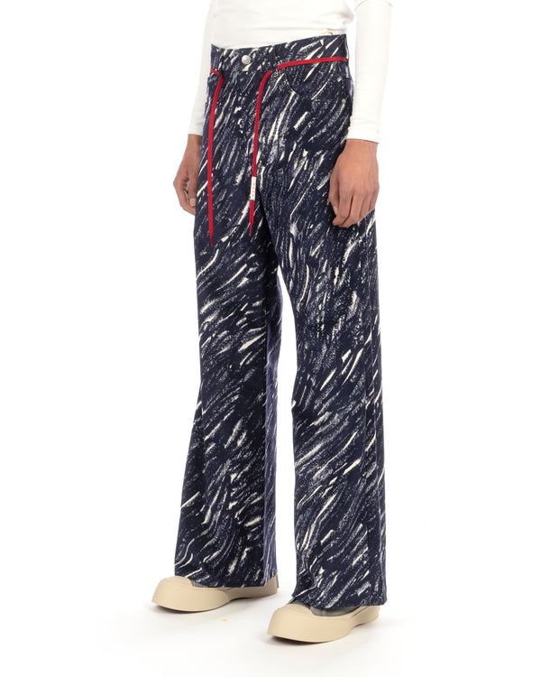 Marni | Crayon Flocked Denim Flared Jeans Midnight - Concrete