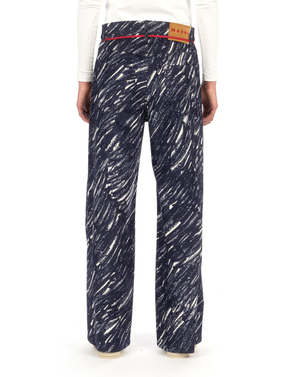 Marni | Crayon Flocked Denim Flared Jeans Midnight - Concrete