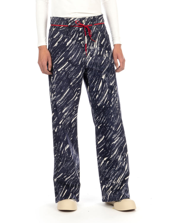 Marni | Crayon Flocked Denim Flared Jeans Midnight - Concrete