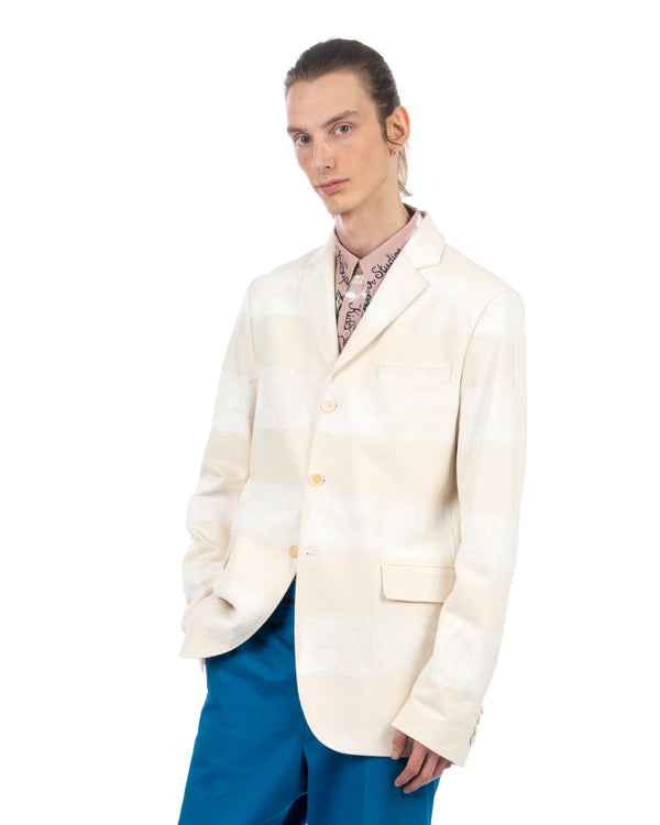 Marni | Brushed Striped Jacket Snow - Concrete