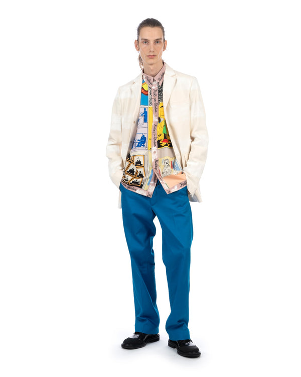 Marni | Brushed Striped Jacket Snow - Concrete
