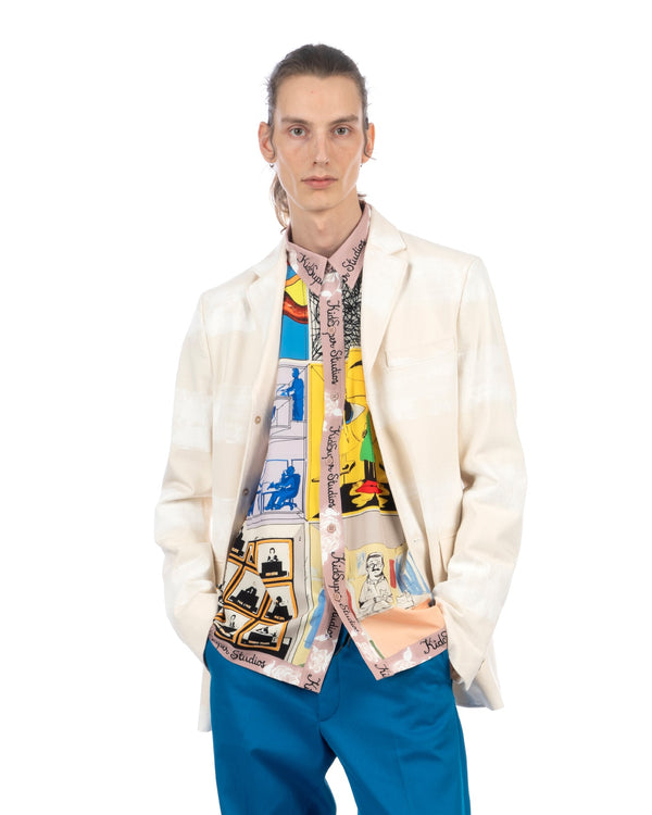 Marni | Brushed Striped Jacket Snow - Concrete
