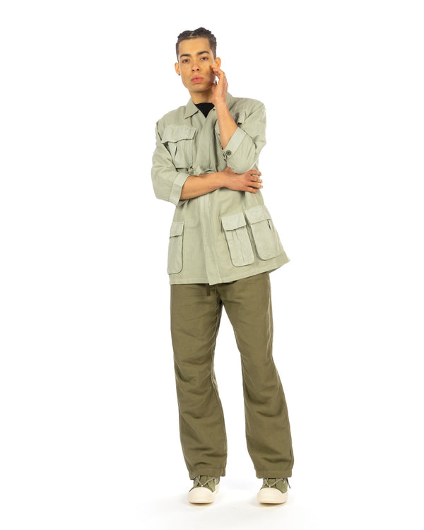 maharishi | 5210 Hemp Jungle Kimono Overshirt Sage - Concrete