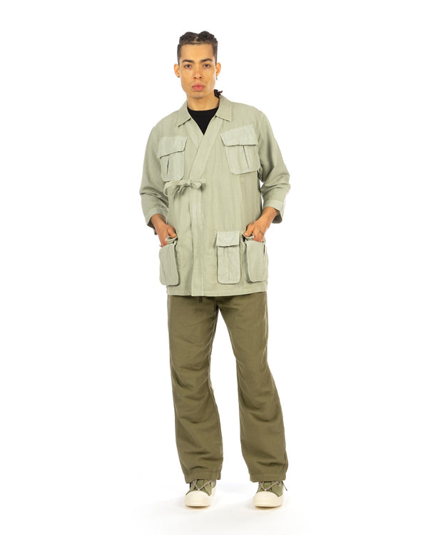 maharishi | 5210 Hemp Jungle Kimono Overshirt Sage - Concrete