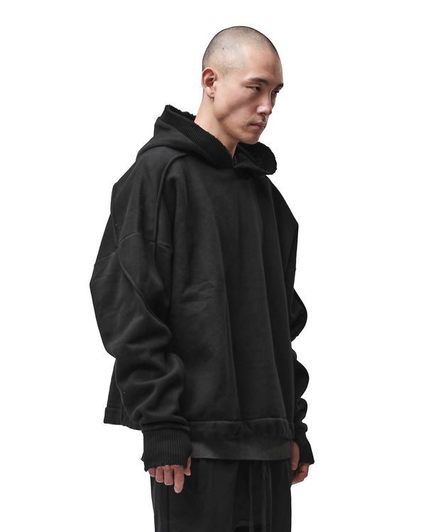 thom krom | M S 192 Cotton Pullover Hoodie Black - Concrete