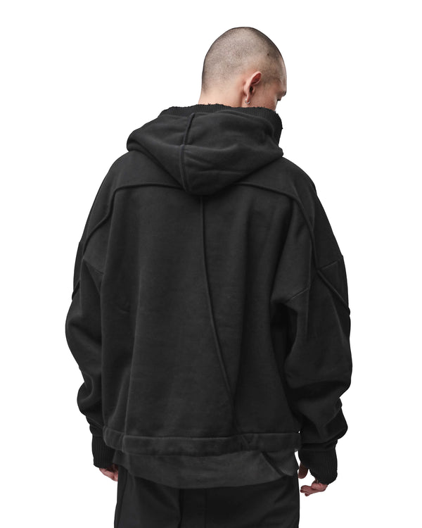 thom krom | M S 192 Cotton Pullover Hoodie Black - Concrete